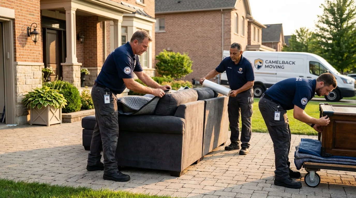 Large estate moving crew wrapping furniture in Clintwood, VA