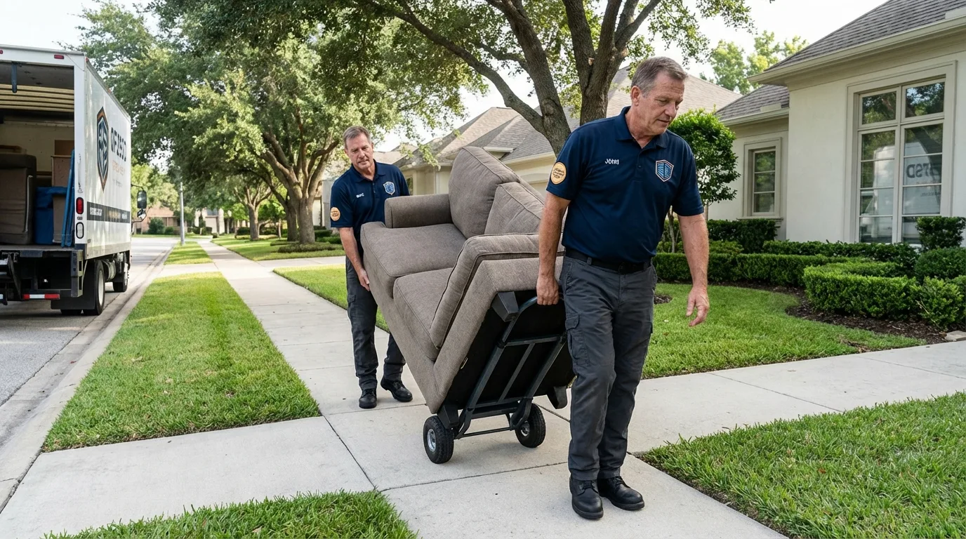 Local residential moving crew loading furniture in Clintwood, VA